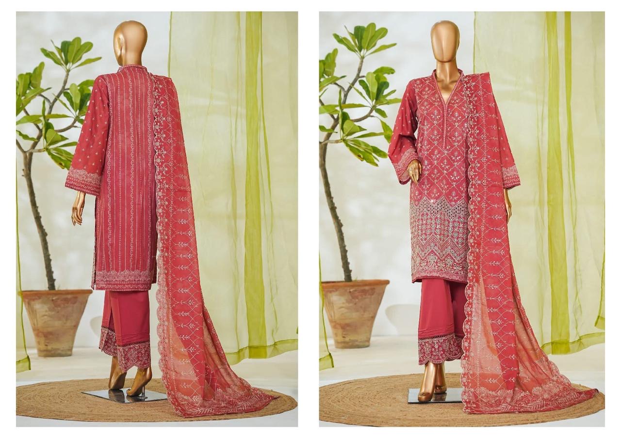 3 PIECE BIN SAEED LUXURY WHITE EMBROIDERED WITH EMROIDERED TROUSER 3-PIECE STITCHED LAWN COLLECTION 2026 Ready to wear