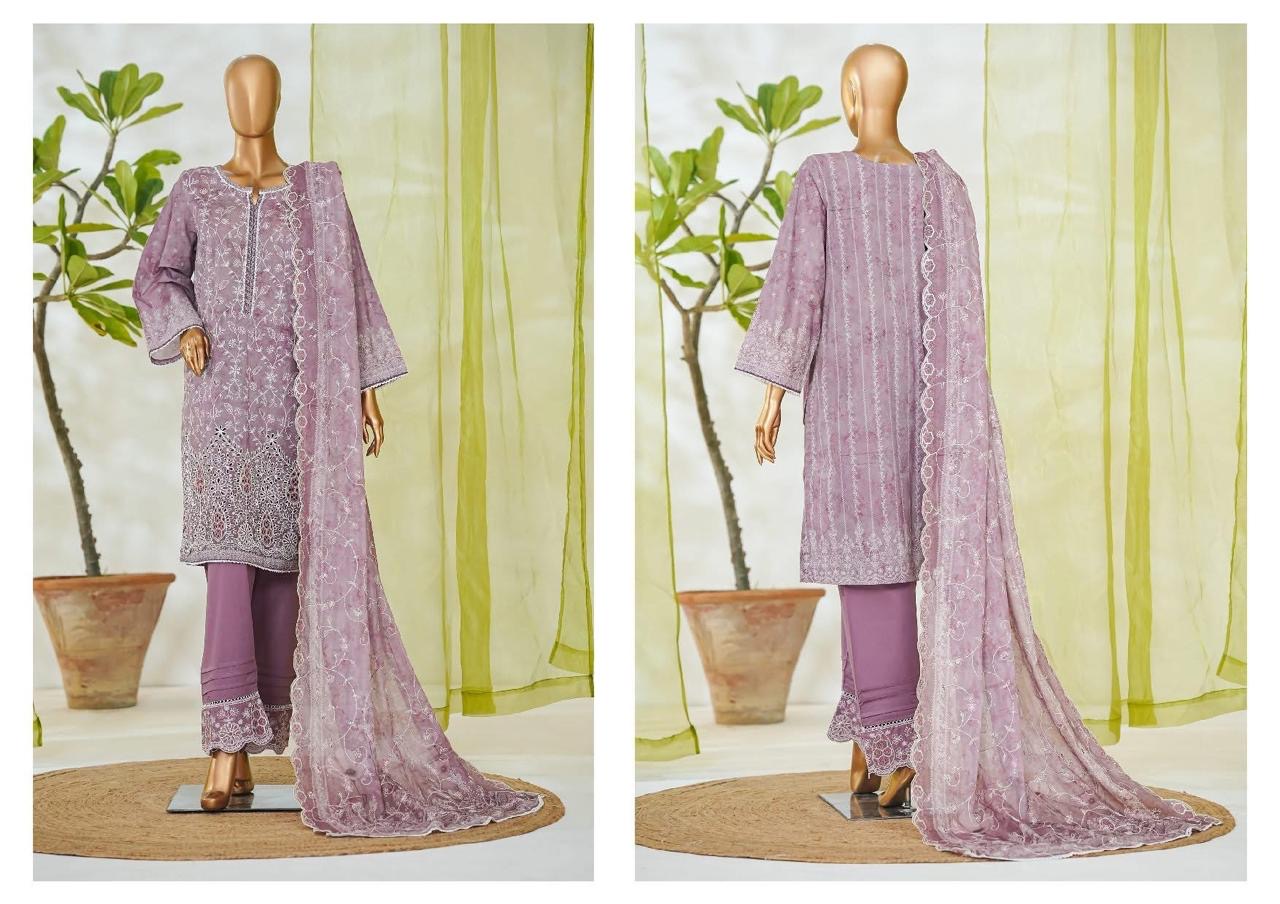 3 PIECE BIN SAEED LUXURY WHITE EMBROIDERED WITH EMROIDERED TROUSER 3-PIECE STITCHED LAWN COLLECTION 2026 Ready to wear