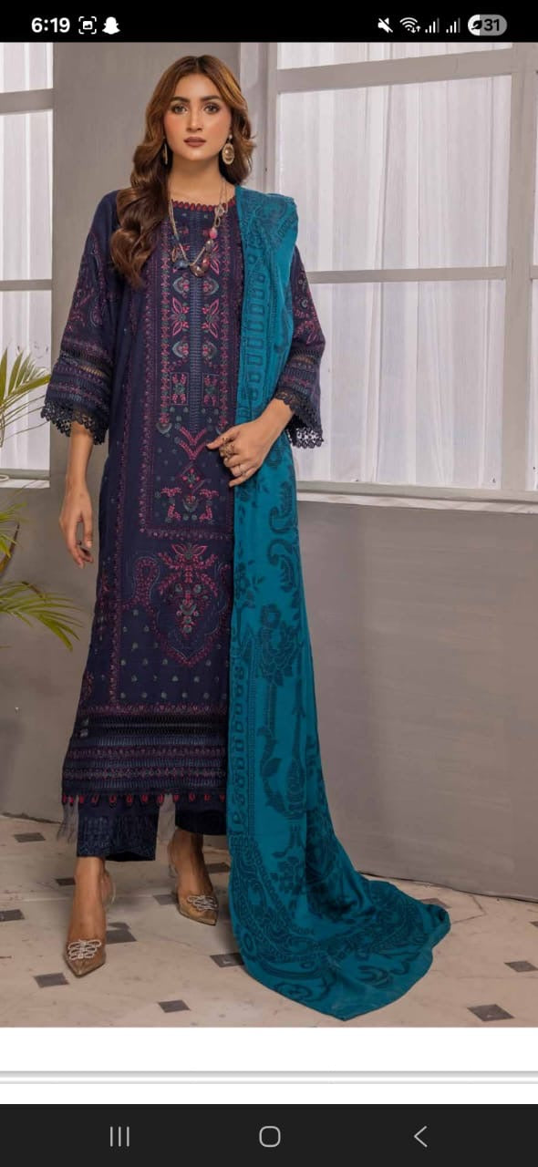 Johra ilana 100 % orignal Complete 3 piece Heavy embroirdes peach leather with jaqurd shaw