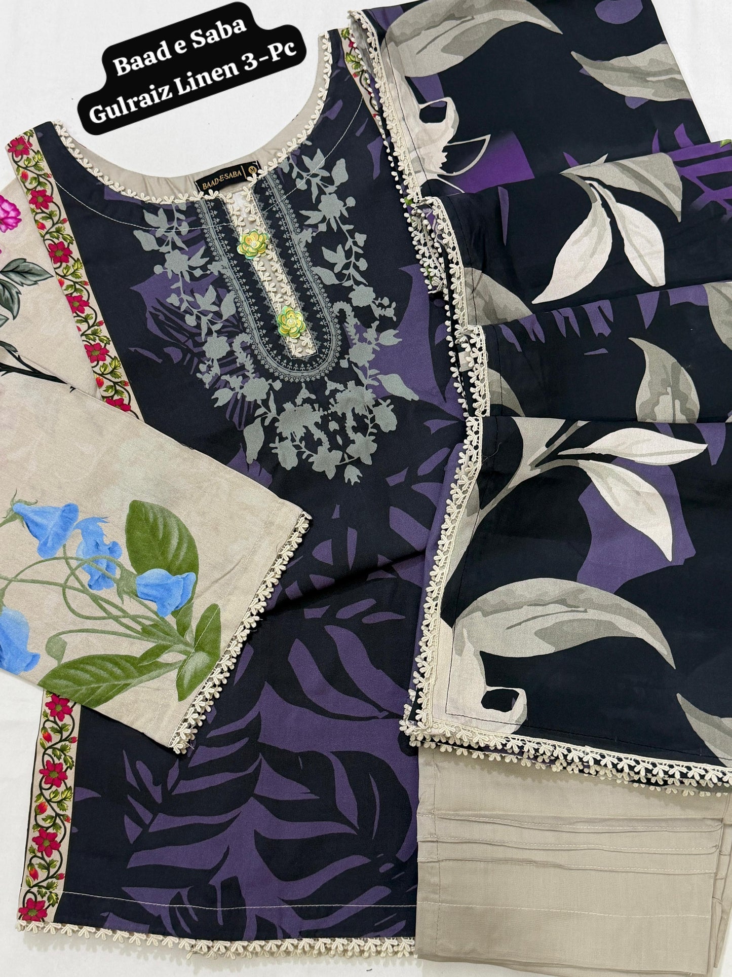 Gulraiz Linen 3-Pc Stitched By Baad e
Saba