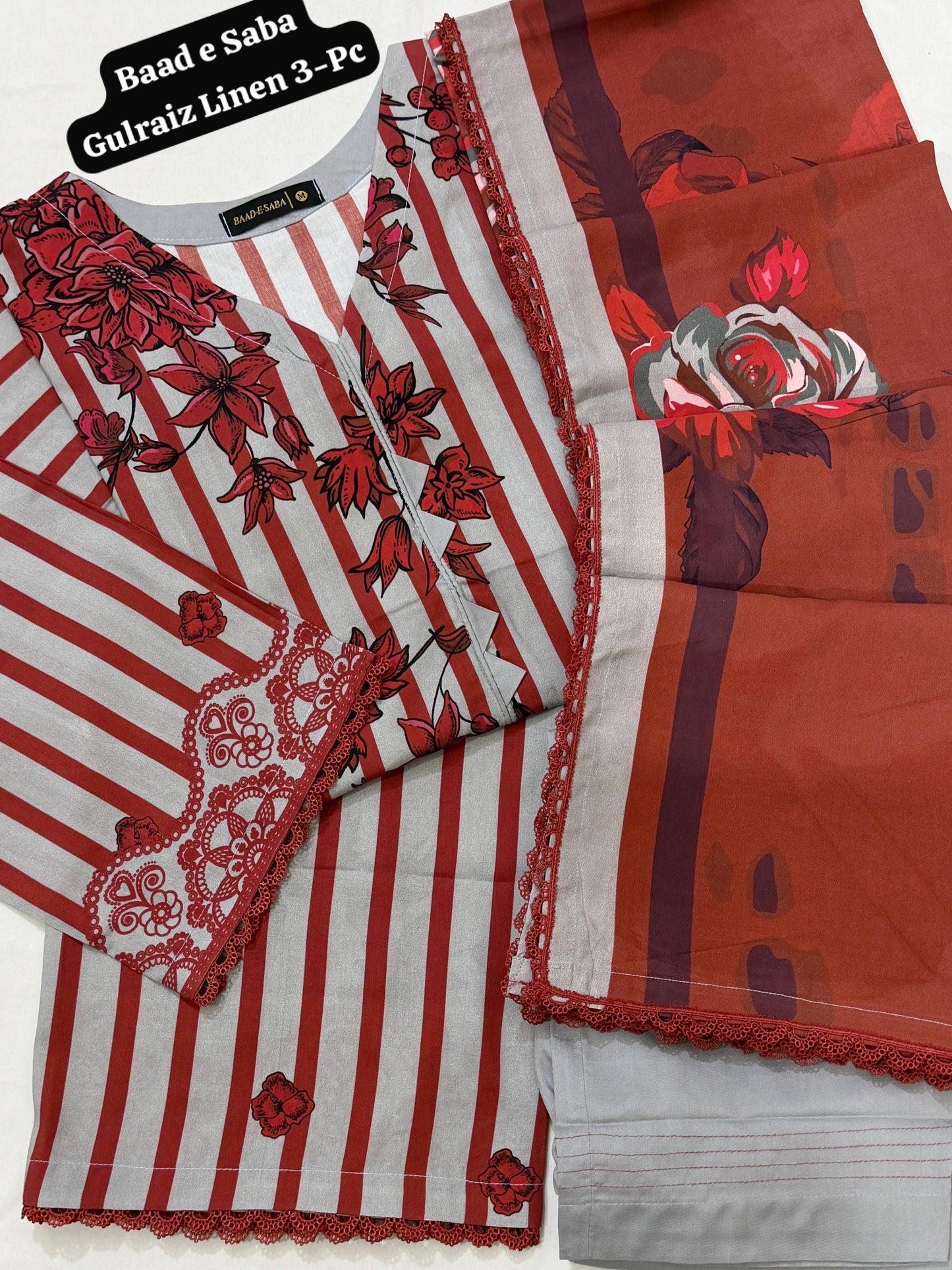 Gulraiz Linen 3-Pc Stitched By Baad e
Saba