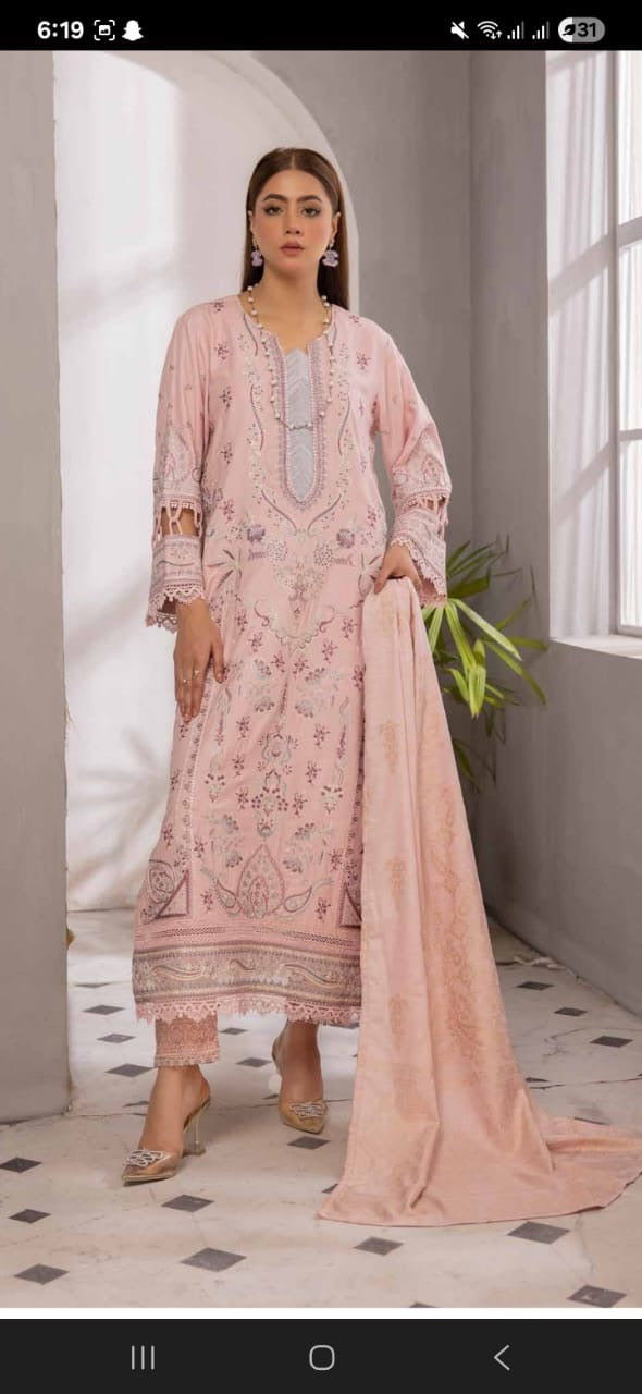 Johra ilana 100 % orignal Complete 3 piece Heavy embroirdes peach leather with jaqurd shaw