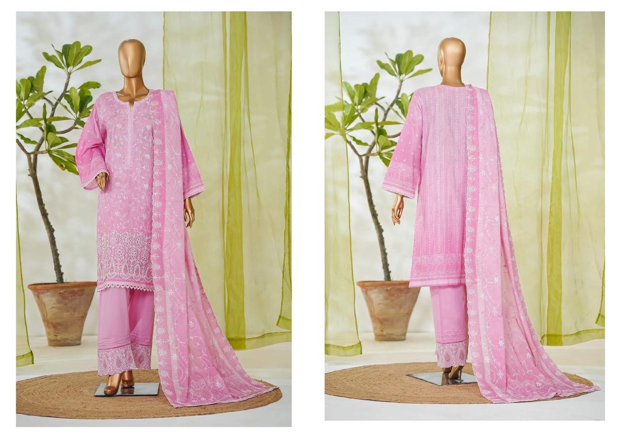 3 PIECE BIN SAEED LUXURY WHITE EMBROIDERED WITH EMROIDERED TROUSER 3-PIECE STITCHED LAWN COLLECTION 2026 Ready to wear