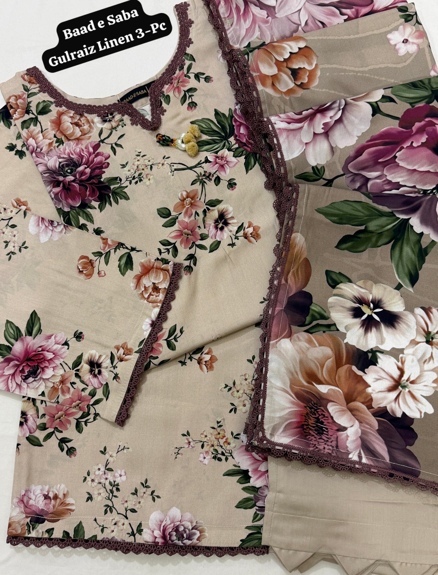Gulraiz Linen 3-Pc Stitched By Baad e
Saba