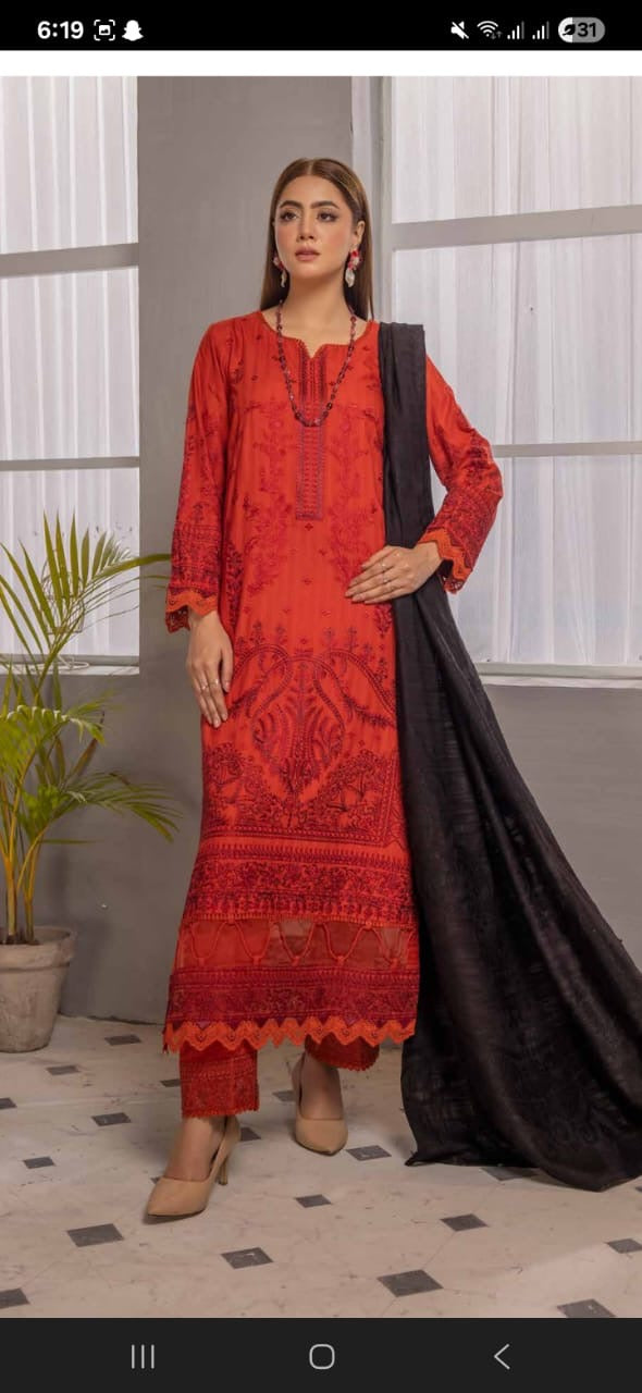 Johra ilana 100 % orignal Complete 3 piece Heavy embroirdes peach leather with jaqurd shaw