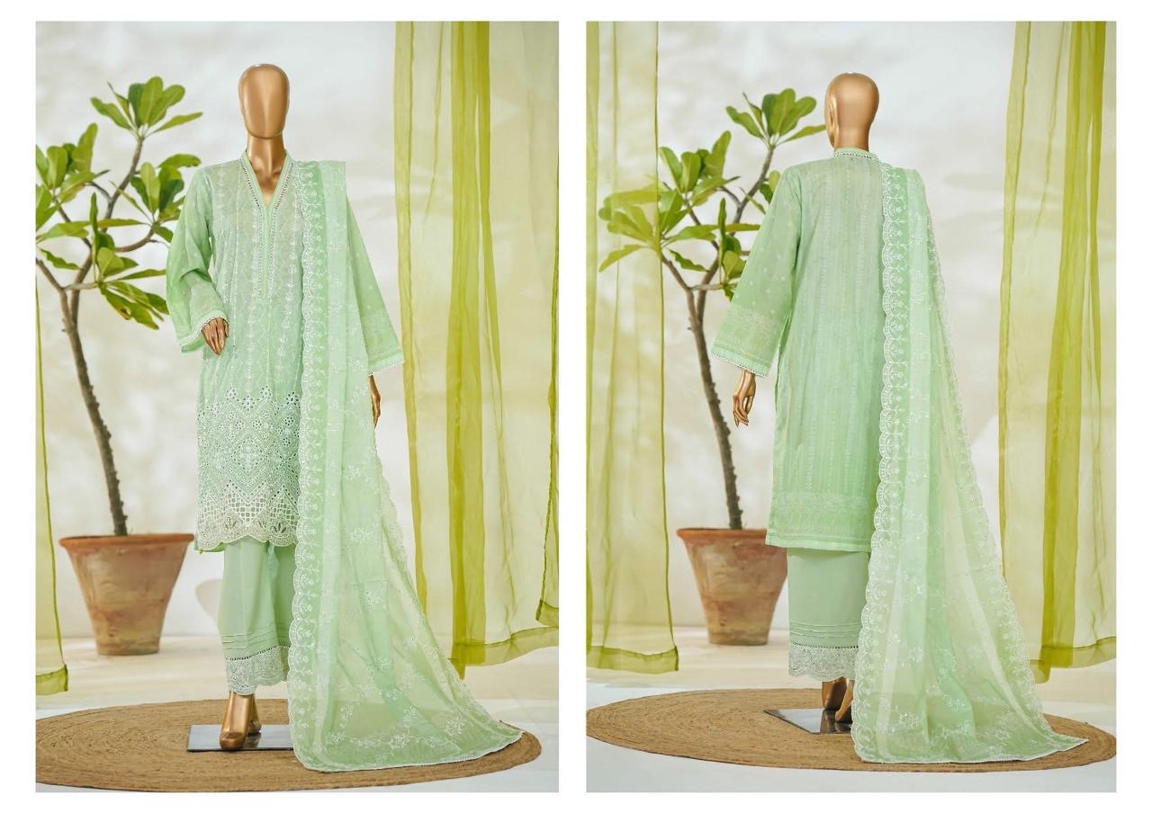 3 PIECE BIN SAEED LUXURY WHITE EMBROIDERED WITH EMROIDERED TROUSER 3-PIECE STITCHED LAWN COLLECTION 2026 Ready to wear