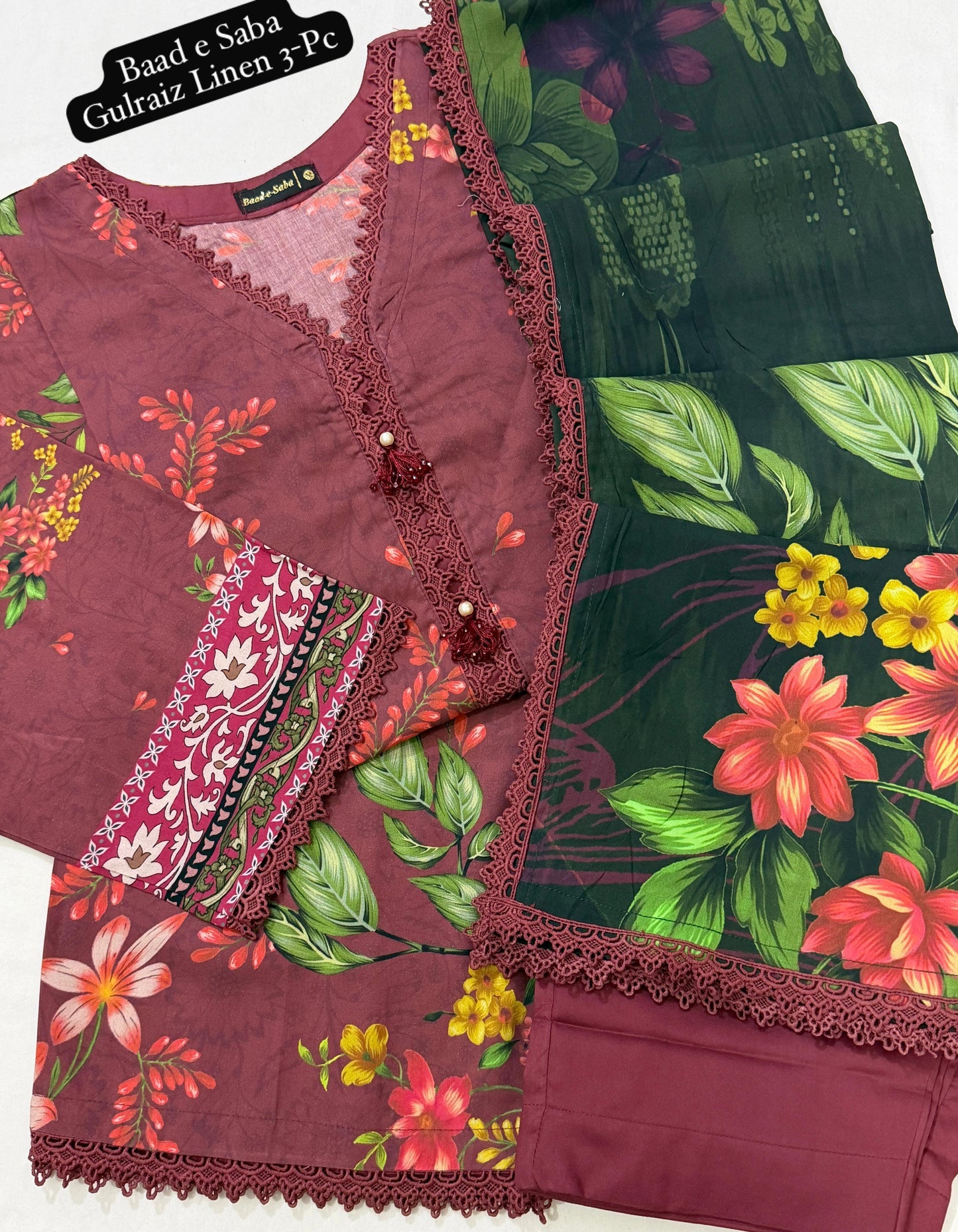 Gulraiz Linen 3-Pc Stitched By Baad e
Saba