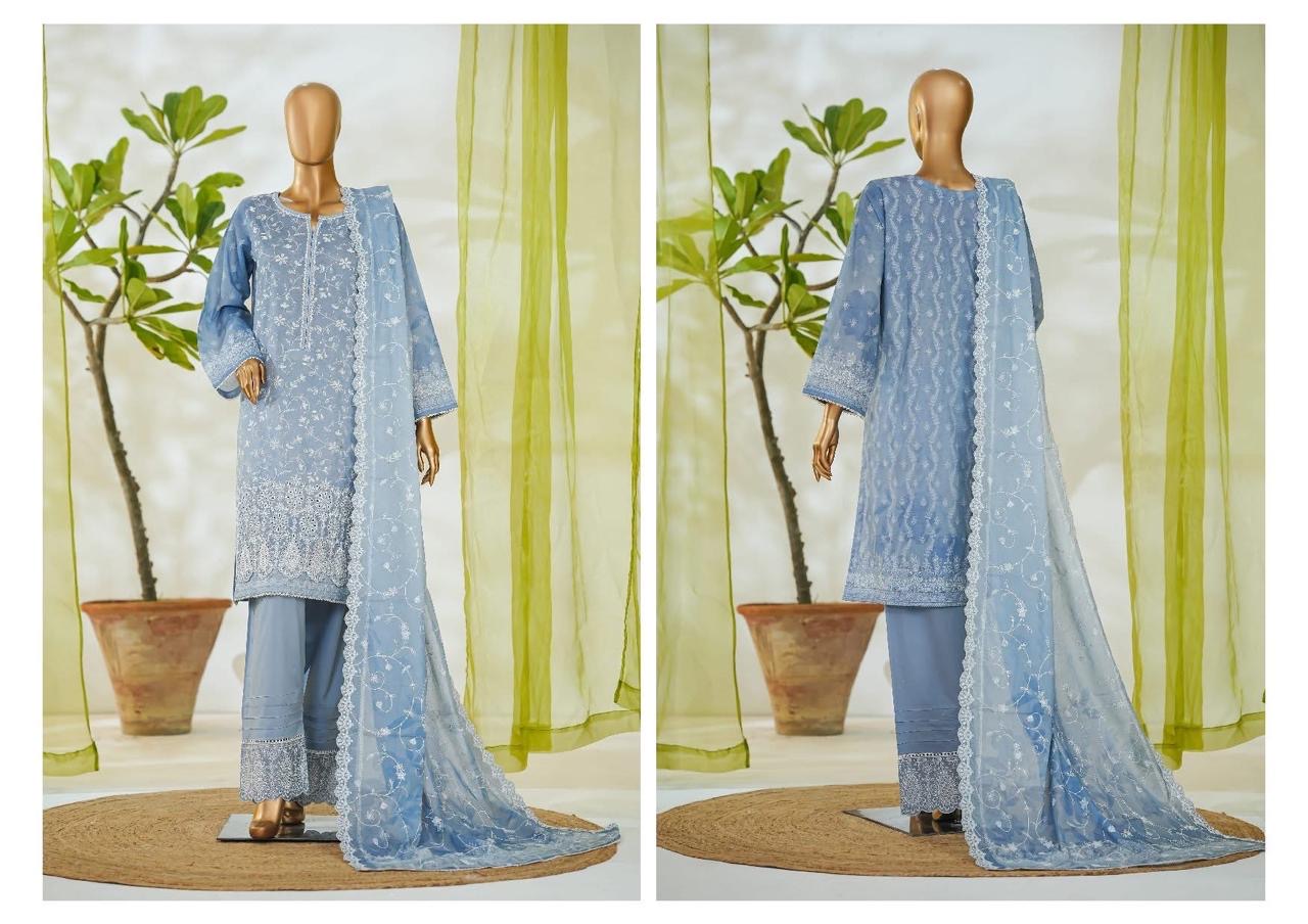 3 PIECE BIN SAEED LUXURY WHITE EMBROIDERED WITH EMROIDERED TROUSER 3-PIECE STITCHED LAWN COLLECTION 2026 Ready to wear