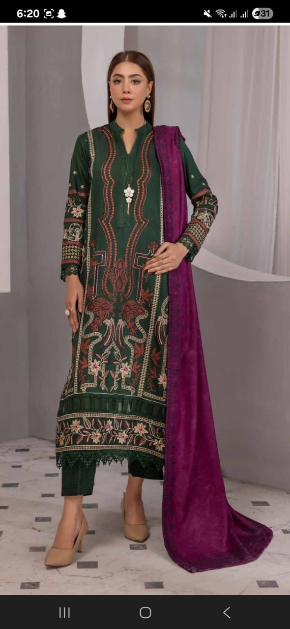 Johra ilana 100 % orignal Complete 3 piece Heavy embroirdes peach leather with jaqurd shaw