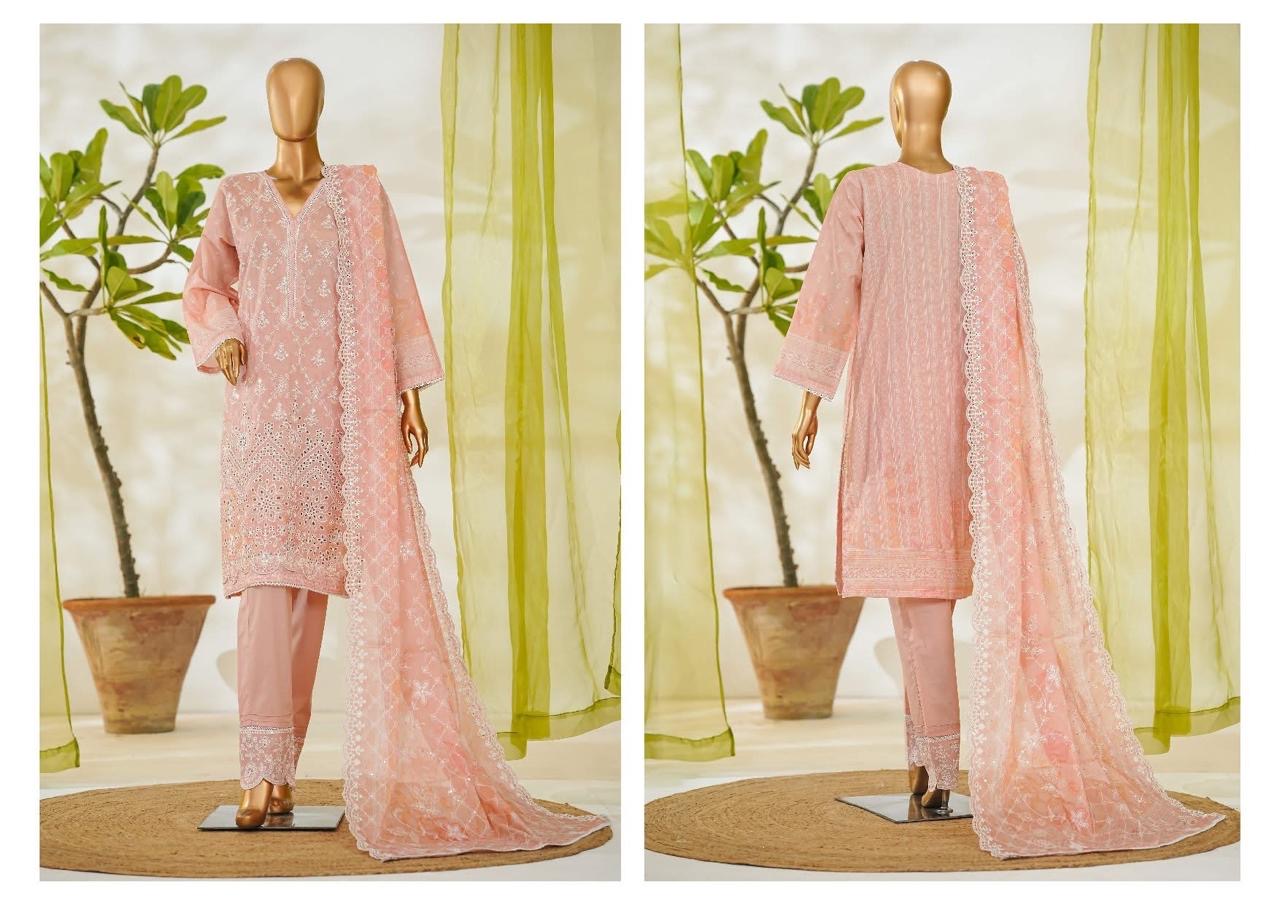 3 PIECE BIN SAEED LUXURY WHITE EMBROIDERED WITH EMROIDERED TROUSER 3-PIECE STITCHED LAWN COLLECTION 2026 Ready to wear