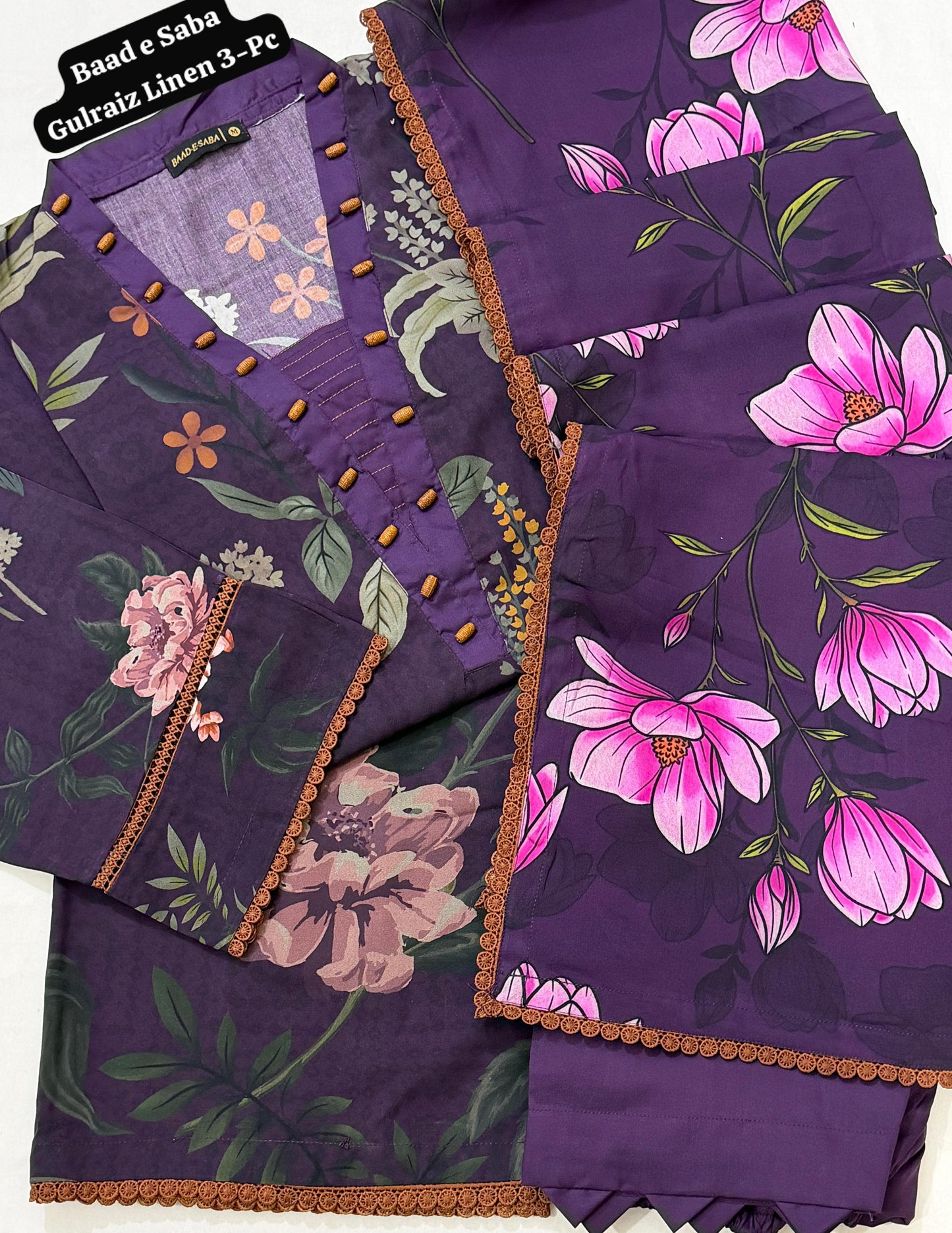 Gulraiz Linen 3-Pc Stitched By Baad e
Saba