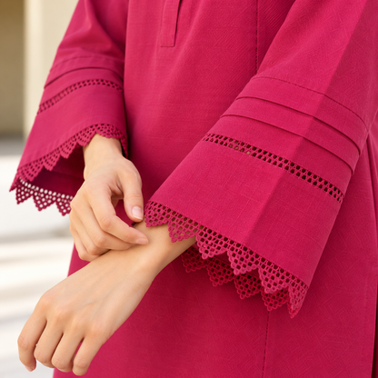 Berry Rose Khaddar Co-Ord Set for Women | SoftStitch