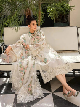 CRIMSON - 3PC Off-White LAWN EMBROIDERED SHIRT WITH CHIFFON EMBROIDERED DUPATTA & TROUSER