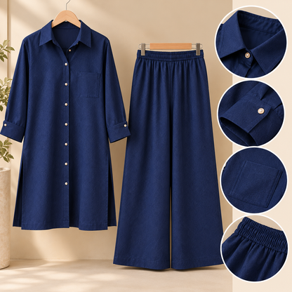 Classic Navy – Navy Blue 2-Piece Co-Ord Set for Women