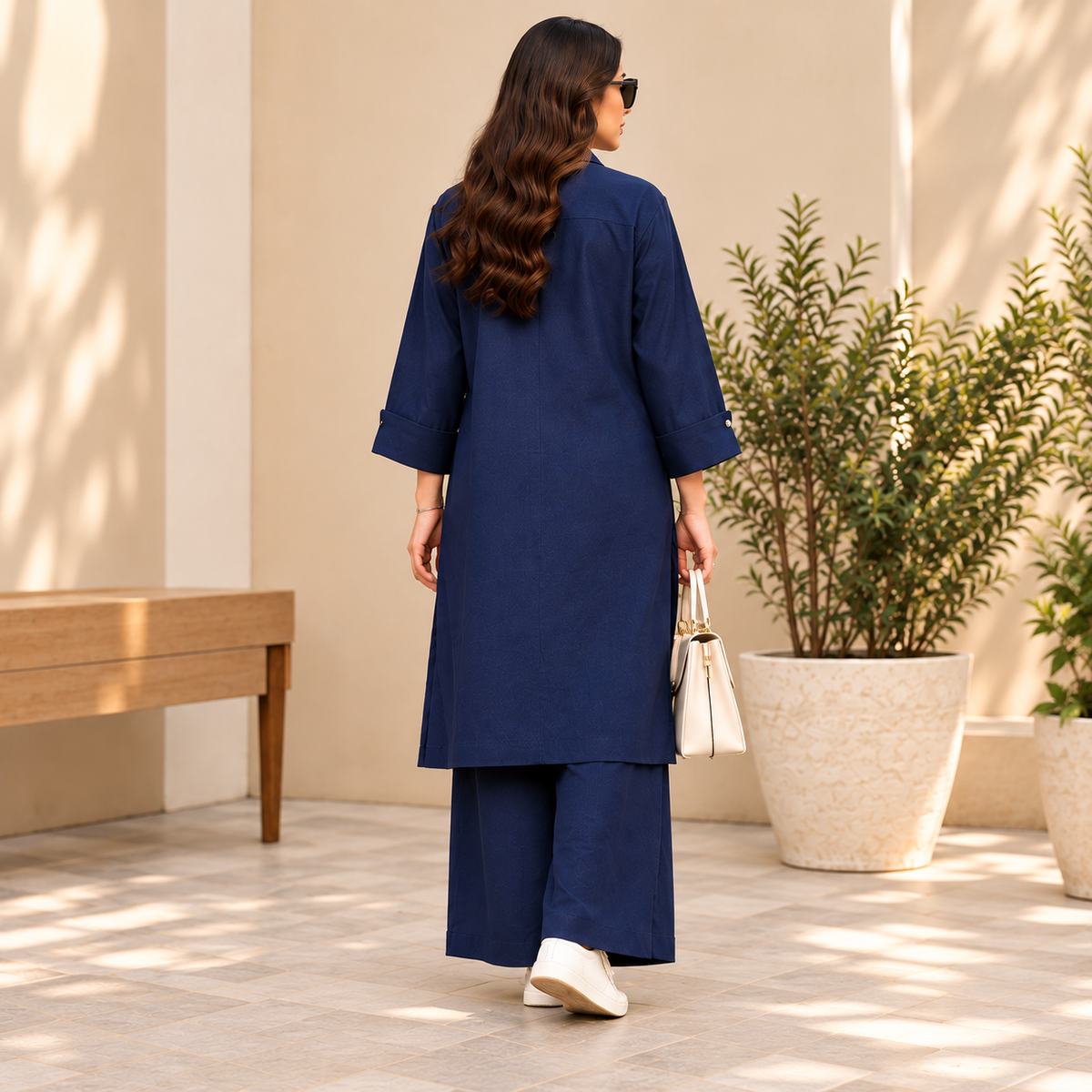 Classic Navy – Navy Blue 2-Piece Co-Ord Set for Women