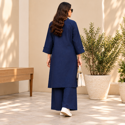 Classic Navy – Navy Blue 2-Piece Co-Ord Set for Women