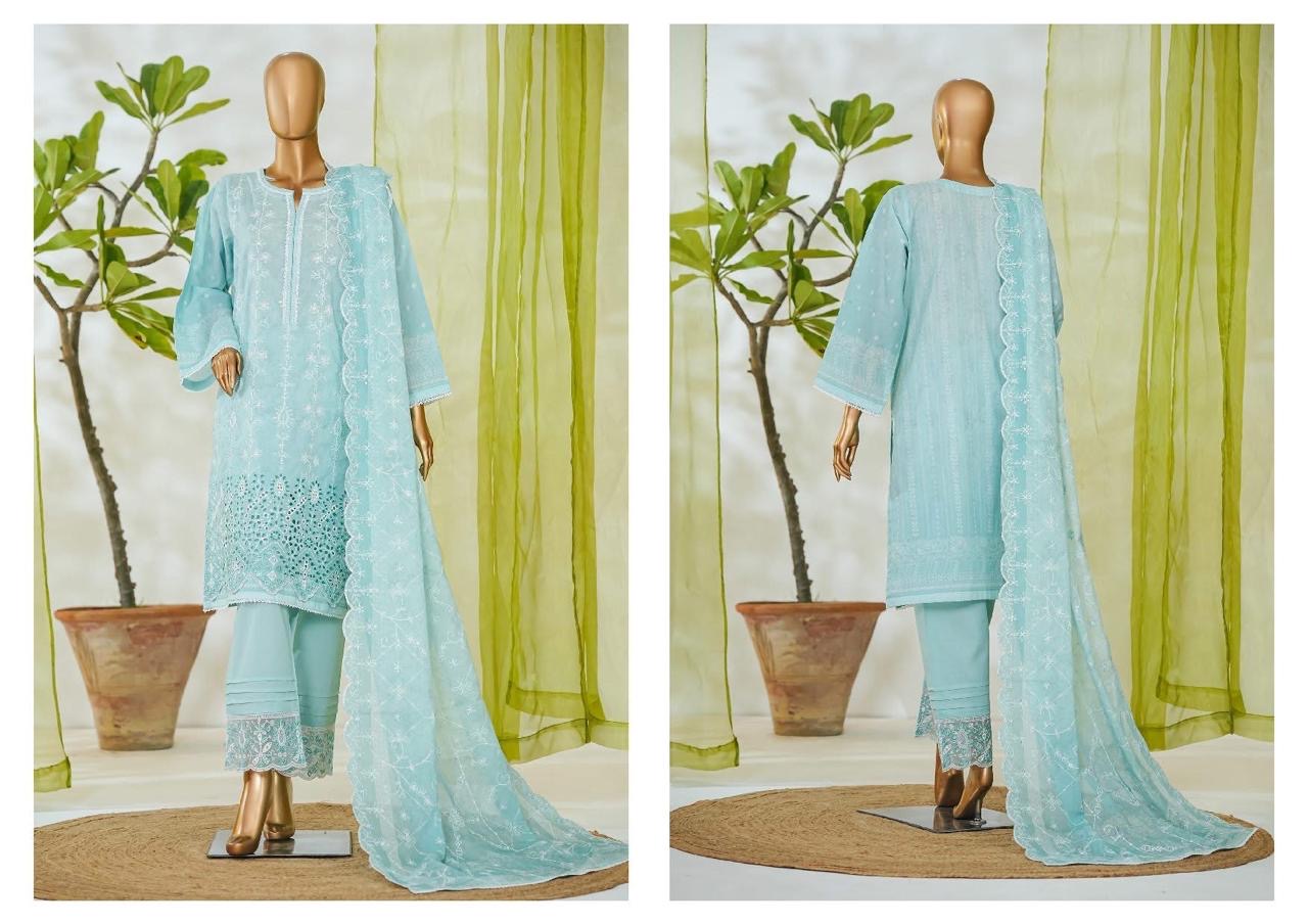 3 PIECE BIN SAEED LUXURY WHITE EMBROIDERED WITH EMROIDERED TROUSER 3-PIECE STITCHED LAWN COLLECTION 2026 Ready to wear