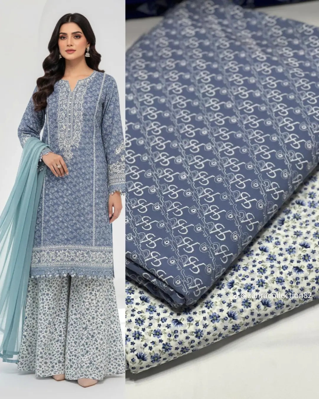 SoftStitch.pk – Emerald Grace 3-Piece Lawn Suit