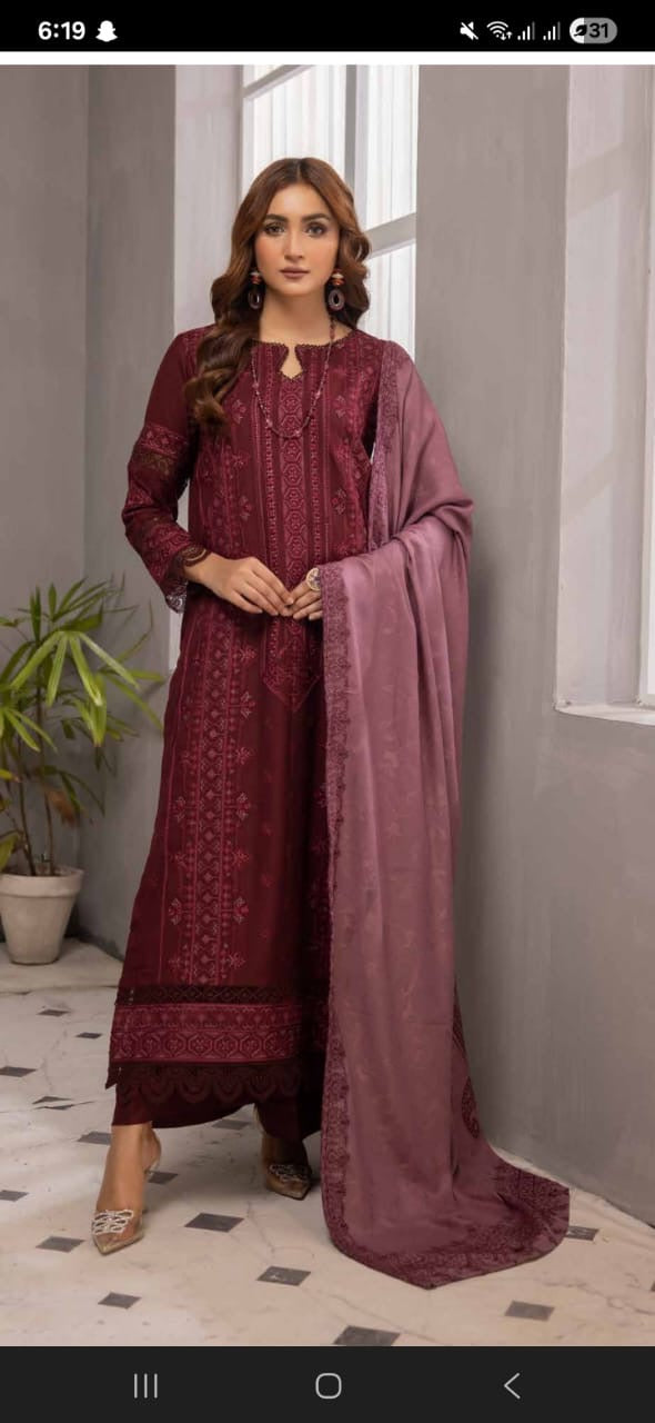 Johra ilana 100 % orignal Complete 3 piece Heavy embroirdes peach leather with jaqurd shaw