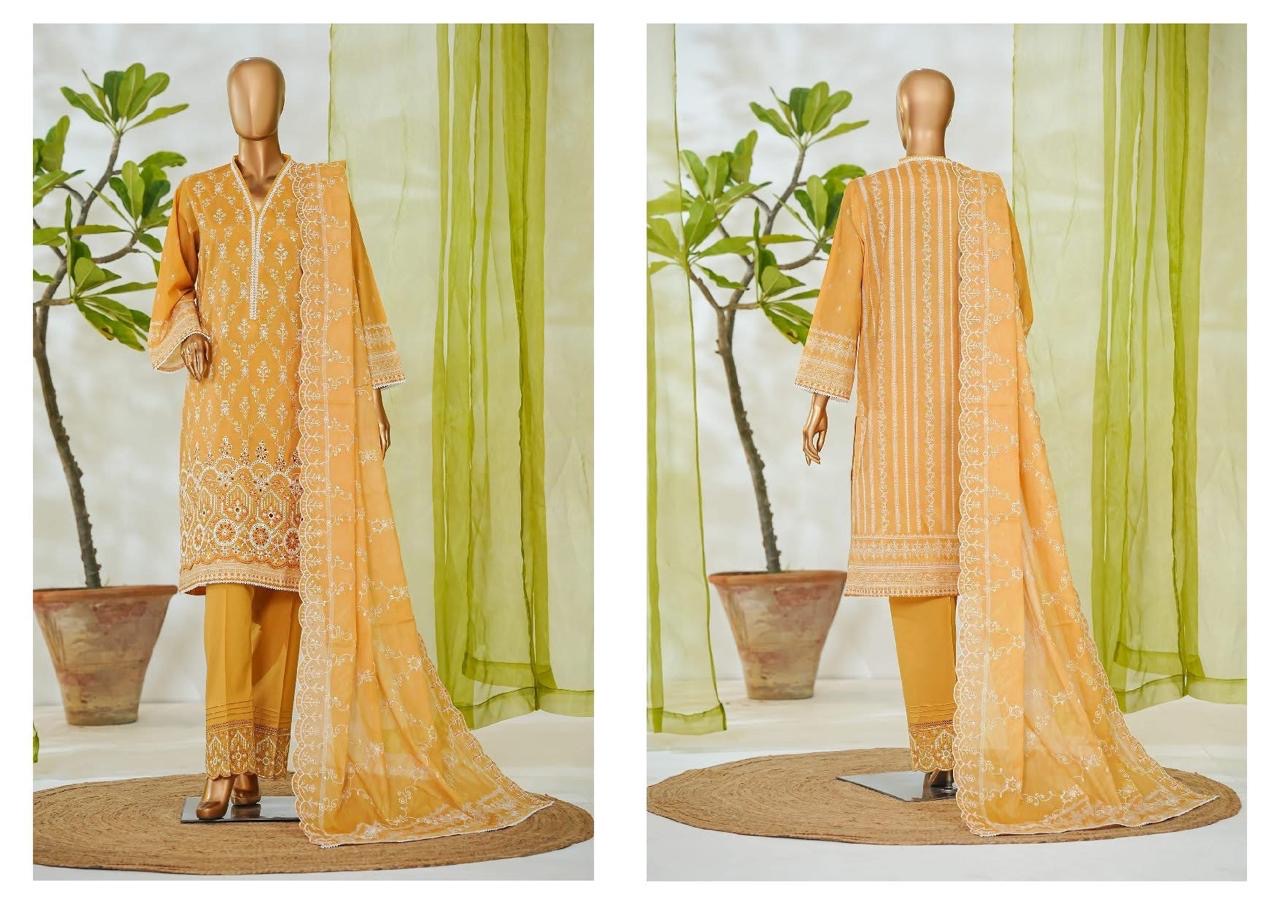 3 PIECE BIN SAEED LUXURY WHITE EMBROIDERED WITH EMROIDERED TROUSER 3-PIECE STITCHED LAWN COLLECTION 2026 Ready to wear