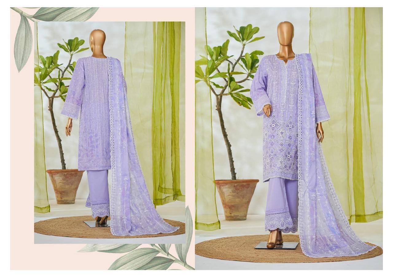 3 PIECE BIN SAEED LUXURY WHITE EMBROIDERED WITH EMROIDERED TROUSER 3-PIECE STITCHED LAWN COLLECTION 2026 Ready to wear