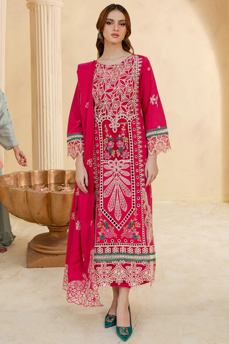JAZMIN-3PC LAWN LASER EMBROIDERED SHIRT WITH LAWN LASER EMBROIDERED READY TO WEAR DUPATTA