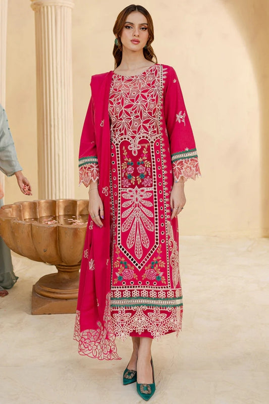 JAZMIN-3PC LAWN LASER EMBROIDERED SHIRT WITH LAWN LASER EMBROIDERED READY TO WEAR DUPATTA