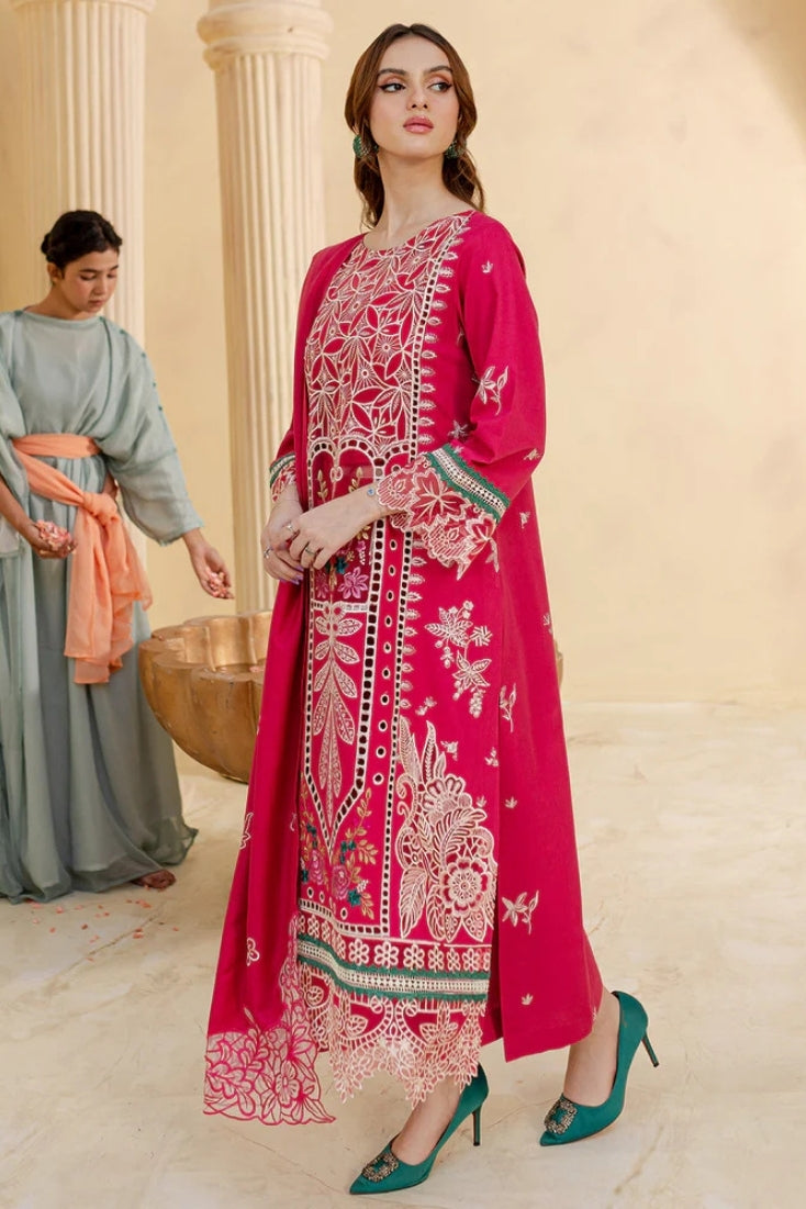 JAZMIN-3PC LAWN LASER EMBROIDERED SHIRT WITH LAWN LASER EMBROIDERED READY TO WEAR DUPATTA