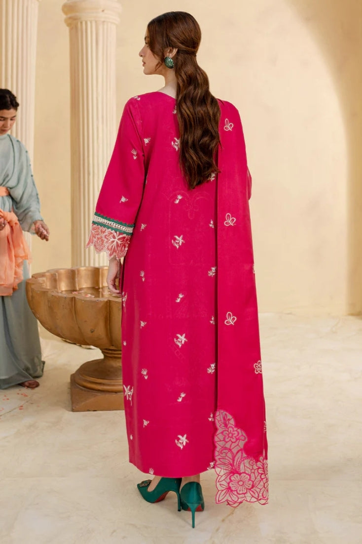 JAZMIN-3PC LAWN LASER EMBROIDERED SHIRT WITH LAWN LASER EMBROIDERED READY TO WEAR DUPATTA