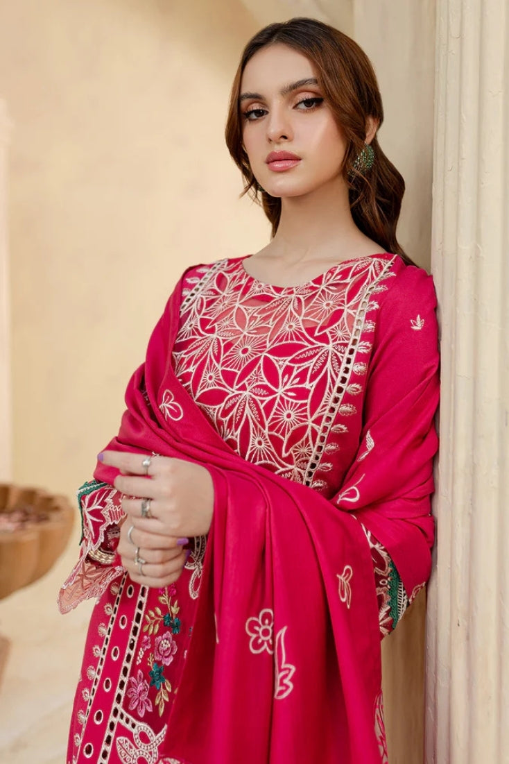 JAZMIN-3PC LAWN LASER EMBROIDERED SHIRT WITH LAWN LASER EMBROIDERED READY TO WEAR DUPATTA