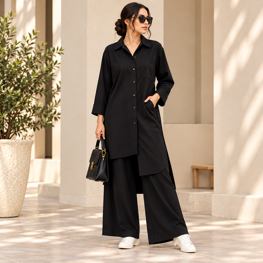 Jet Black – Black 2-Piece Co-Ord Set for Women