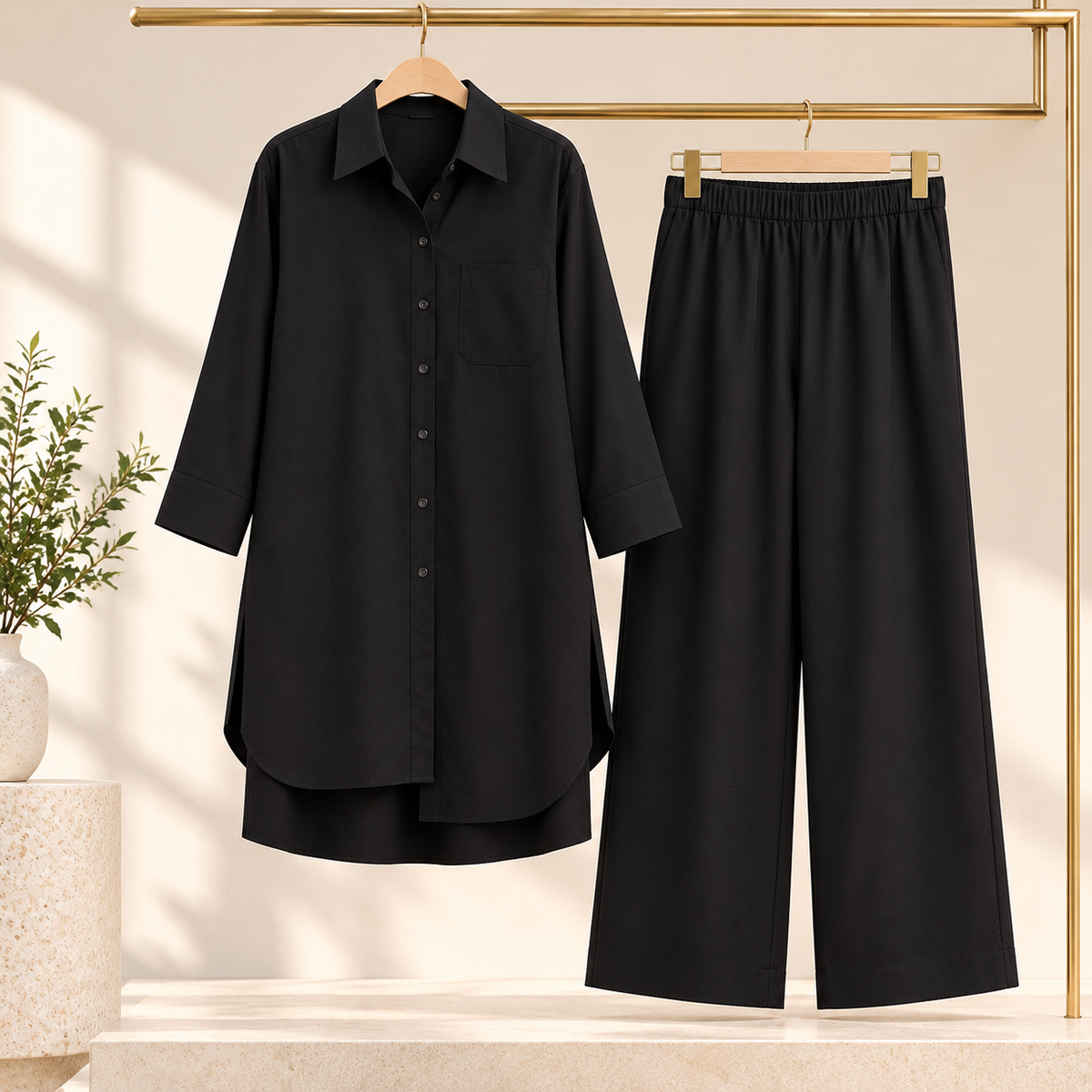 Jet Black – Black 2-Piece Co-Ord Set for Women