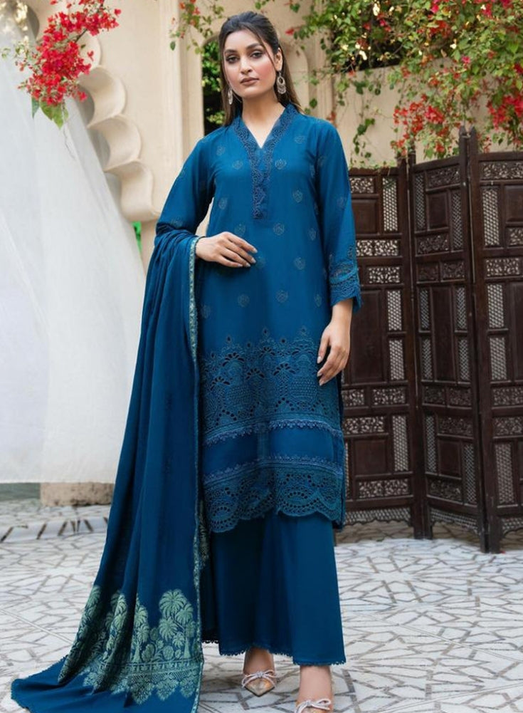 MIRAKHI-3PC LAWN CHIKENKARI EMBROIDERED SHIRT WITH LAWN JACQUARD PRINT DUPATTA