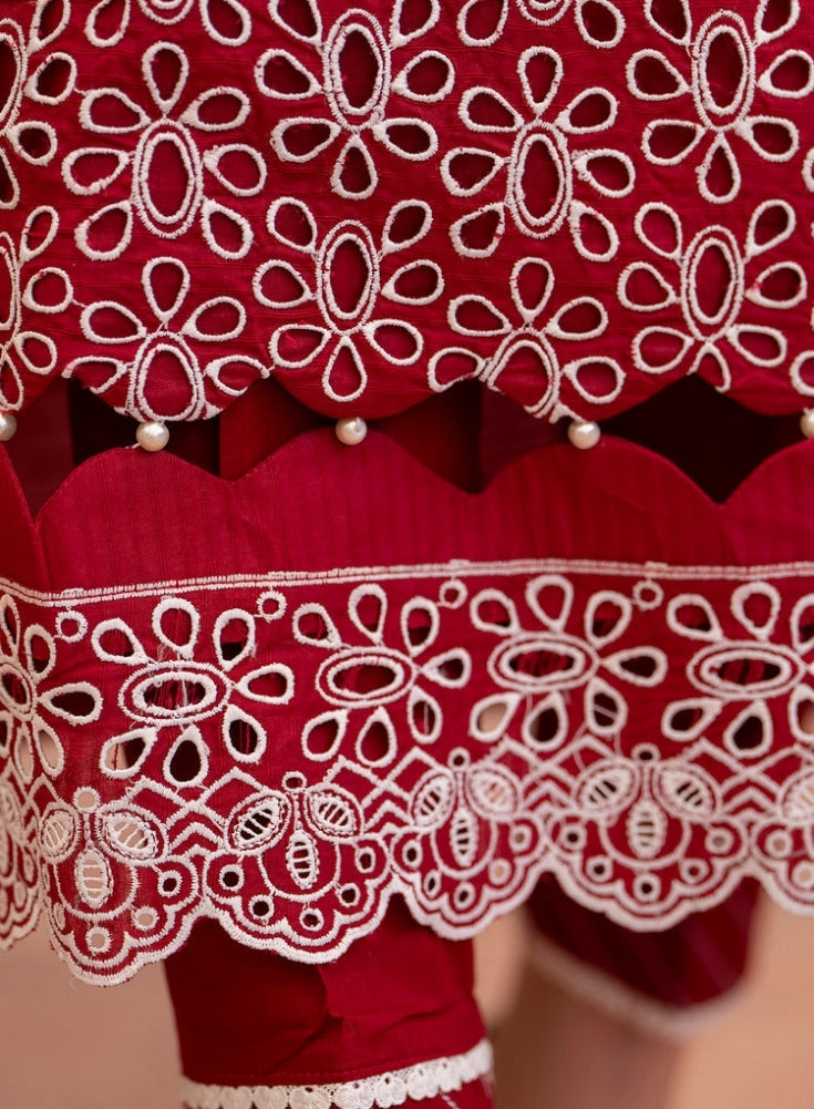 MIRAKHI-3PC LAWN CHIKENKARI EMBROIDERED SHIRT WITH LAWN TUBE SLUB DUPATTA