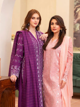 MIRAKHI-3PC LAWN CHIKENKARI EMBROIDERED SHIRT WITH LAWN TUBE SLUB DUPATTA