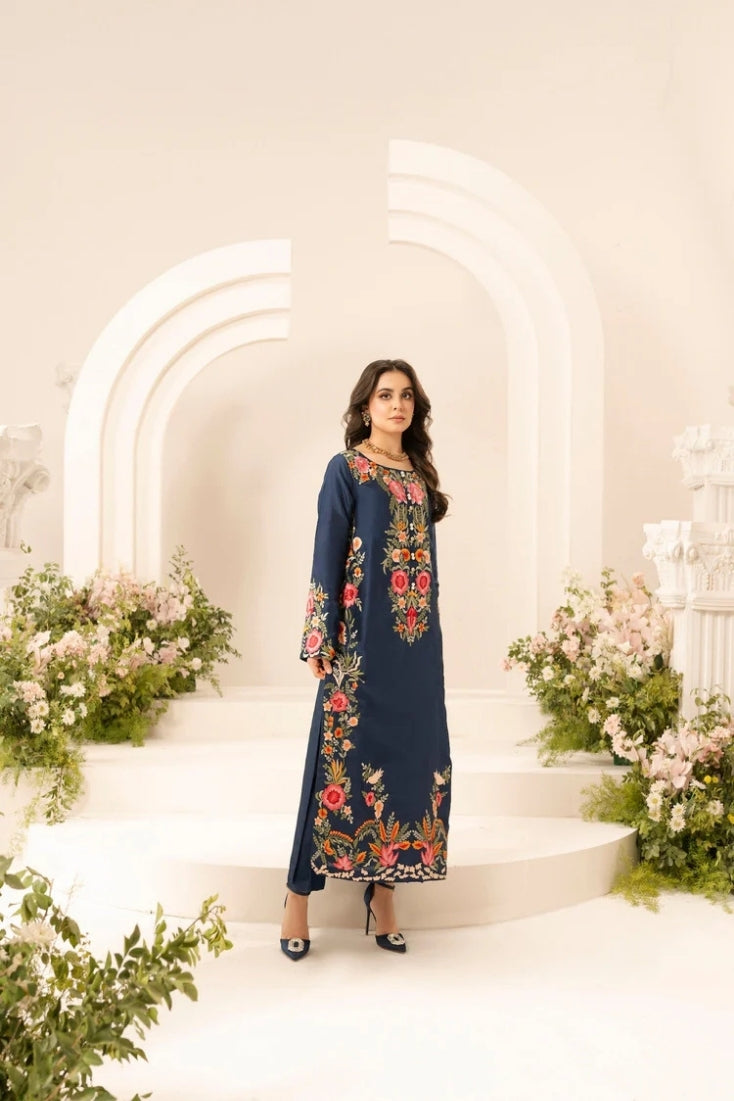 MIRANA-3PC LAWN EMBROIDERED SHIRT WITH CHIFFON TYE & DYE DUPATTA & TROUSER