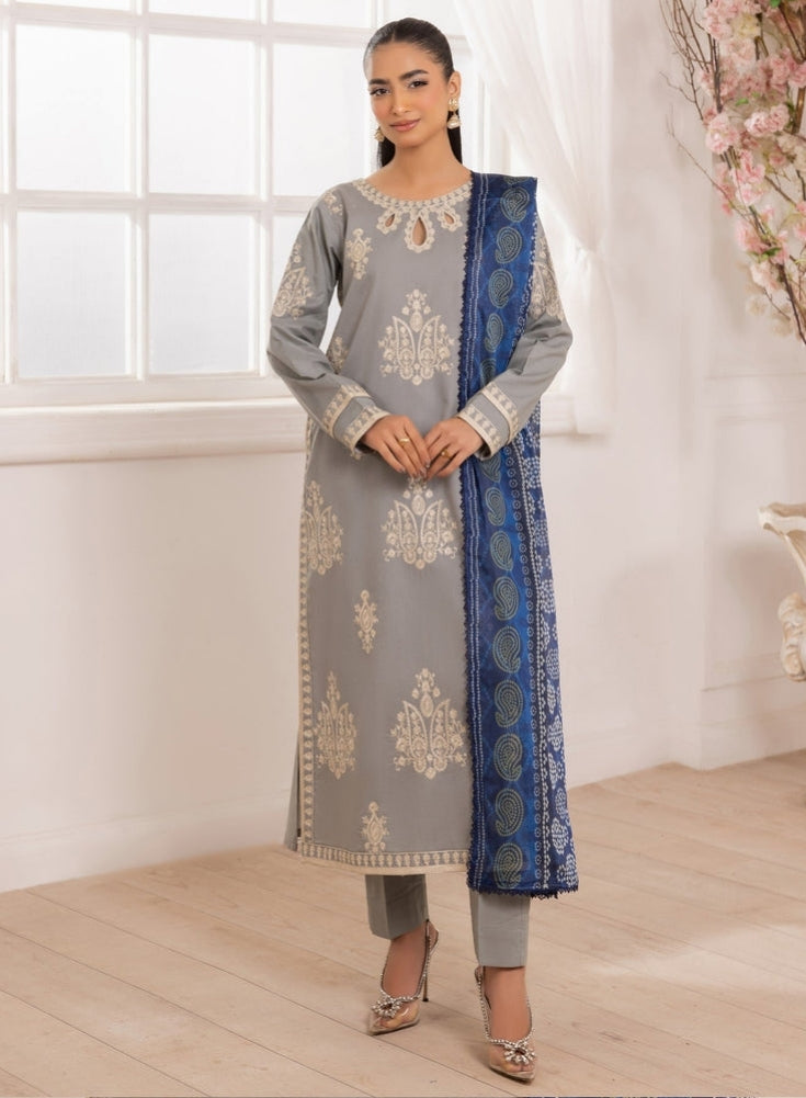 MOHAGNI-3PC LAWN EMBROIDERED SHIRT WITH MONARK PRINTED DUPATTA AND TROUSER