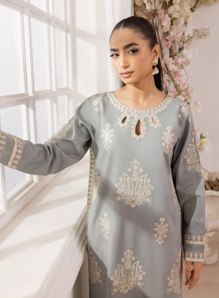 MOHAGNI-3PC LAWN EMBROIDERED SHIRT WITH MONARK PRINTED DUPATTA AND TROUSER