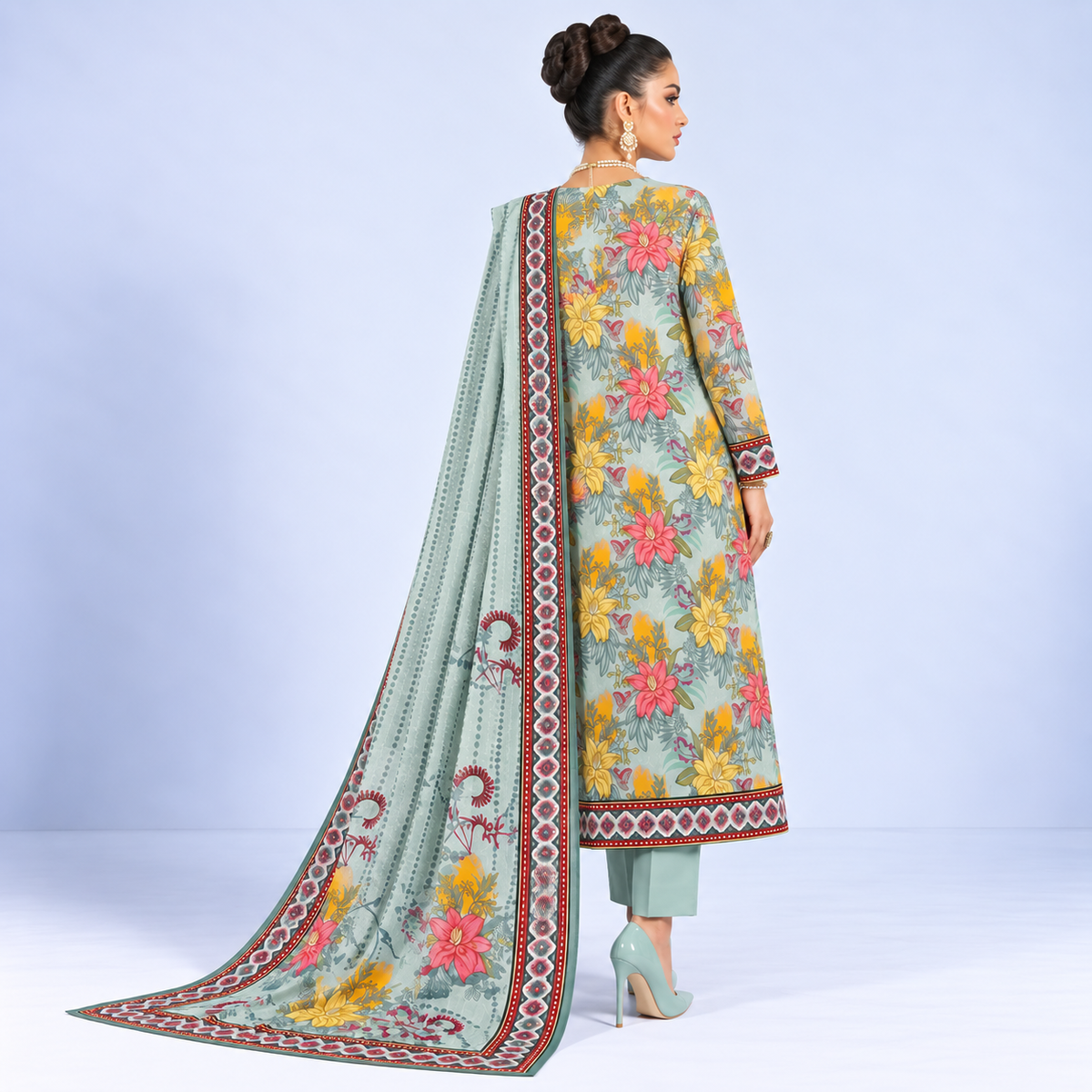 Meadow Bloom Viscose Jacquard 3-Piece Unstitched Suit