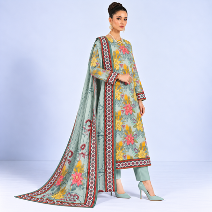 Meadow Bloom Viscose Jacquard 3-Piece Unstitched Suit