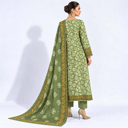 Moss Royale Viscose Jacquard 3-Piece Unstitched Suit