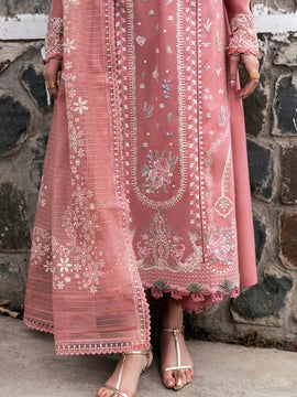 QALAMQAR-3PC LAWN EMBROIDERED SHIRT WITH KHAADI NET EMBROIDERED DUPATTA AND TROUSER