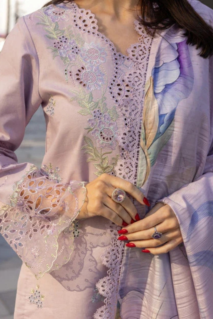 RANG RASIYA-3PC LAWN EMBROIDERED SHIRT WITH MONARK PRINT DUPATTA AND TROUSER