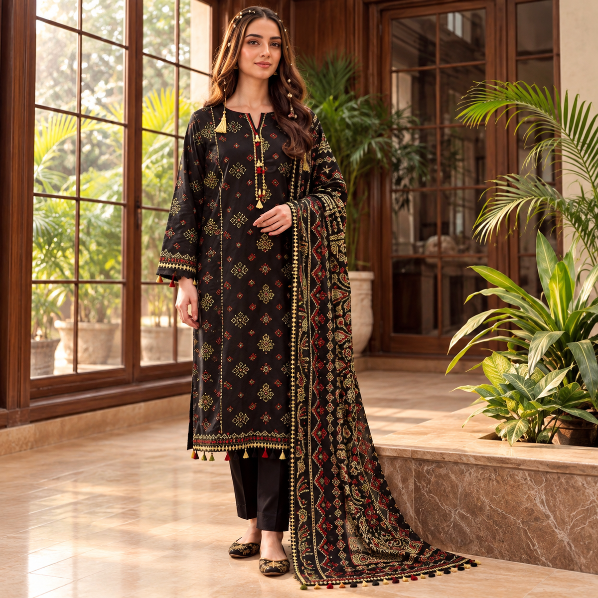 Rangrez Jacquard 3-Piece Unstitched Suit (6 Colors)