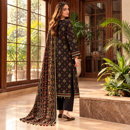 Rangrez Jacquard 3-Piece Unstitched Suit (6 Colors)