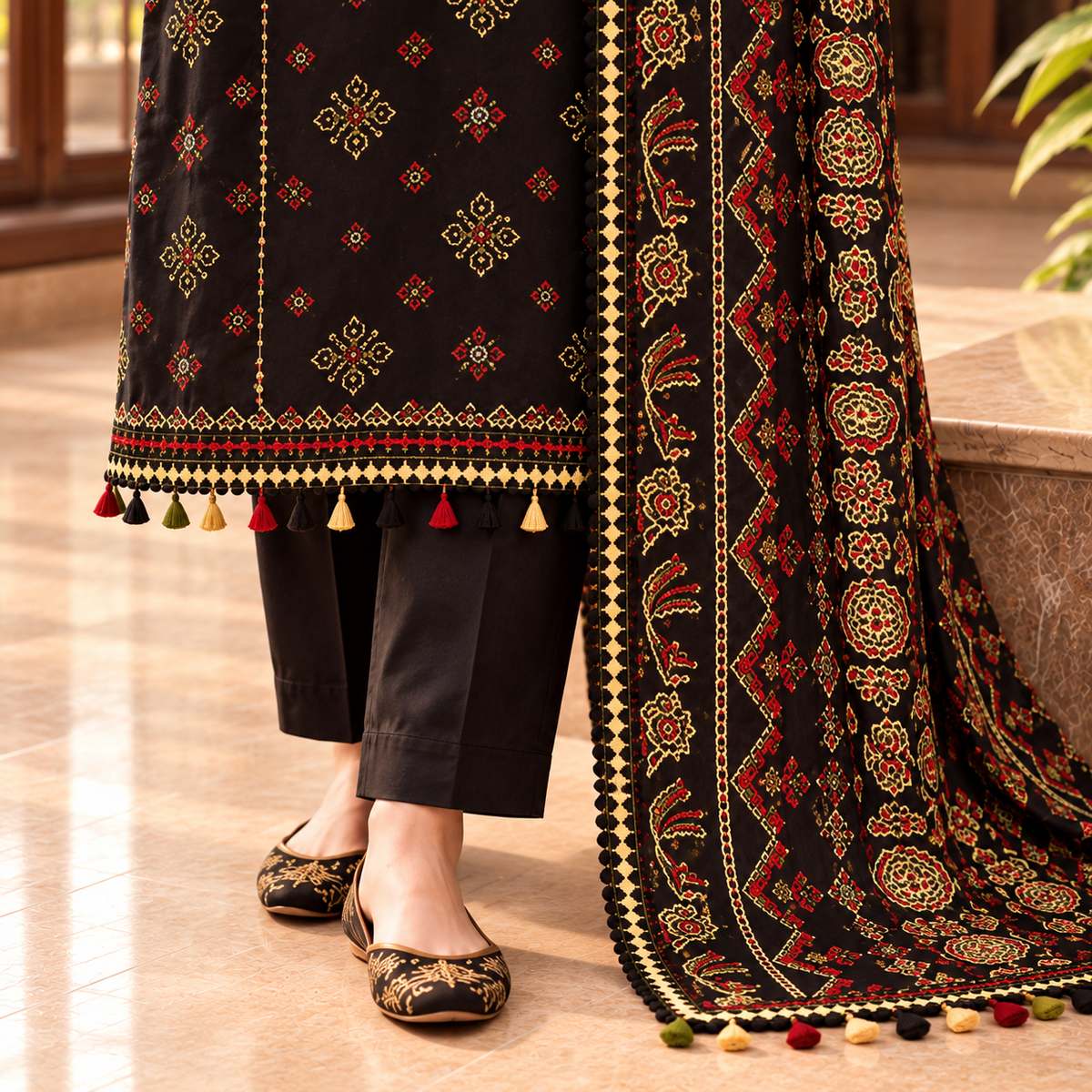 Rangrez Jacquard 3-Piece Unstitched Suit (6 Colors)