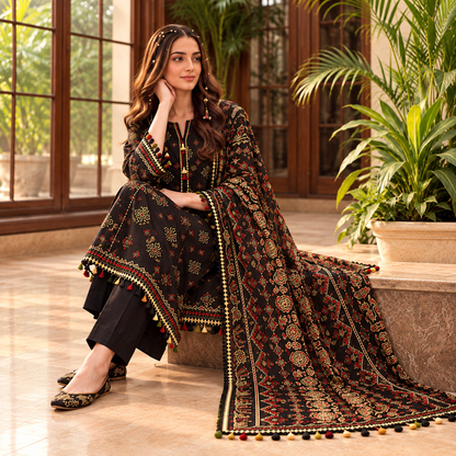 Rangrez Jacquard 3-Piece Unstitched Suit (6 Colors)