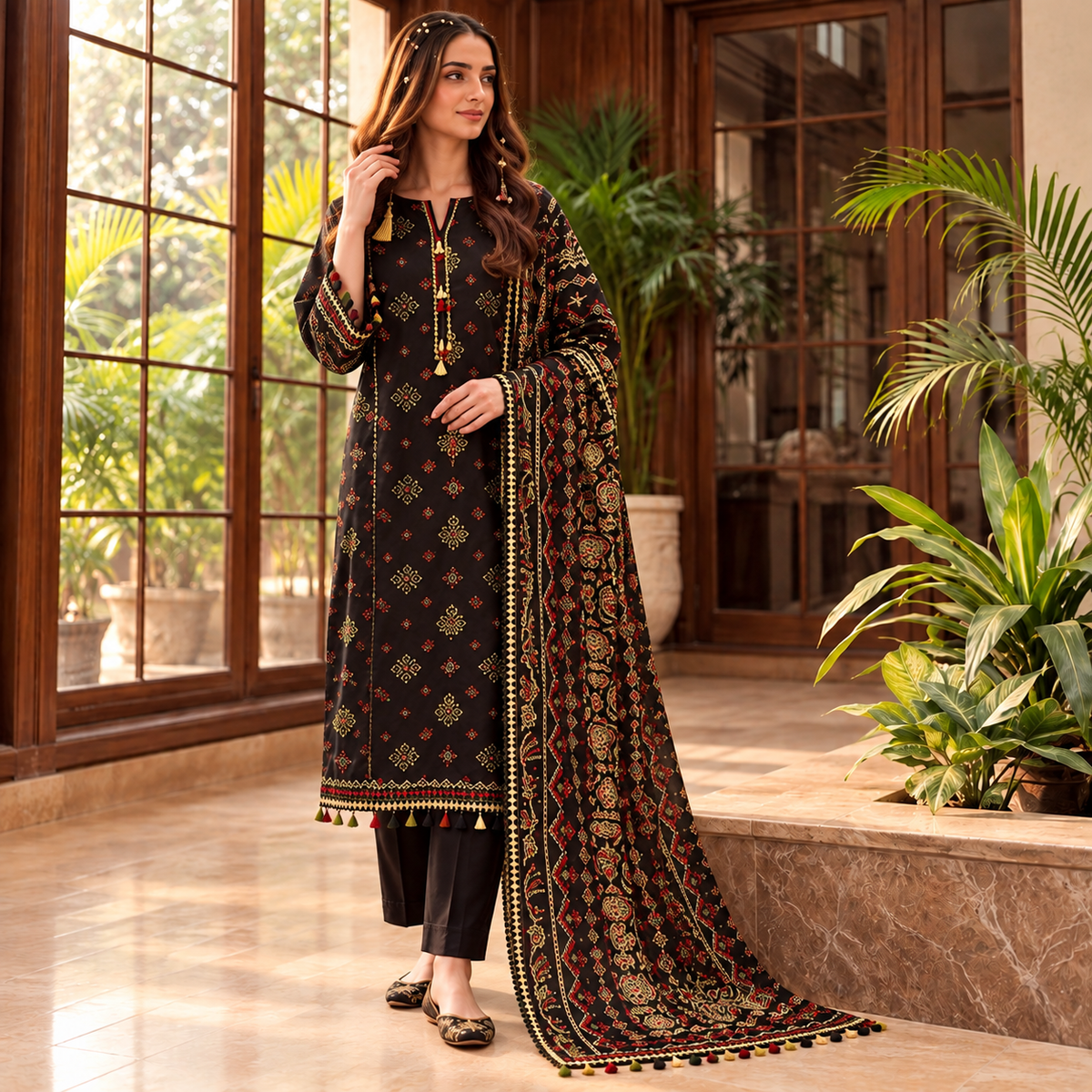 Rangrez Jacquard 3-Piece Unstitched Suit (6 Colors)