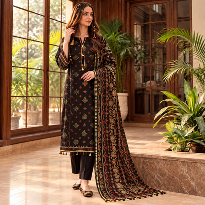 Rangrez Jacquard 3-Piece Unstitched Suit (6 Colors)