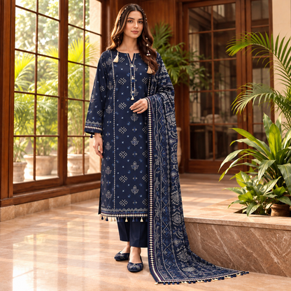 Rangrez Jacquard 3-Piece Unstitched Suit (6 Colors)